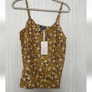 NWT ModCloth Size Medium Linen Blend Yellow Floral Tank Top